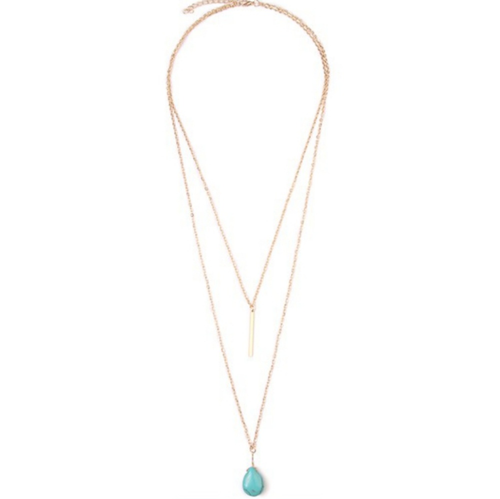 Turquoise Teardrop Layered Necklace - Picture 2 of 3